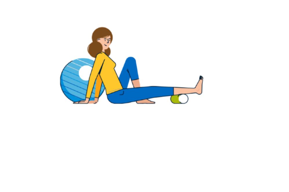 Femme avec sa balle de yoga