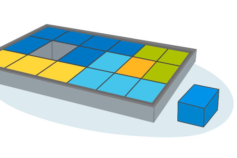 Une illustration présente une série de blocs en couleur.