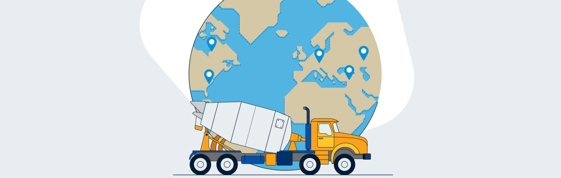 Illustration d'un camion devant le monde