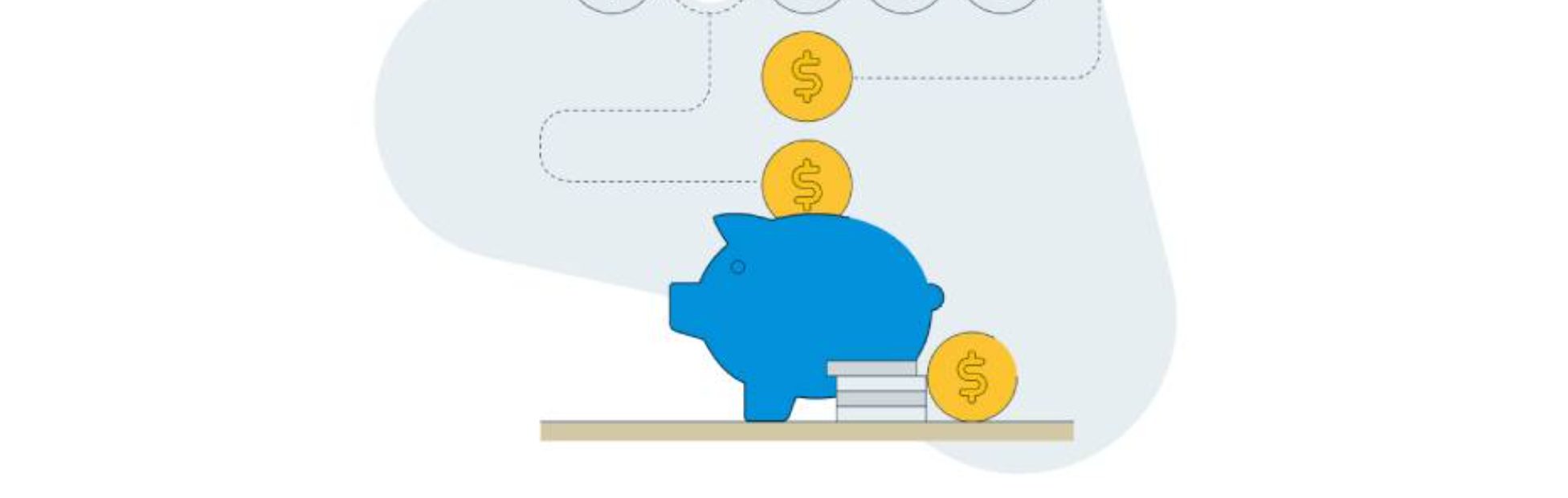 Une illustration d'une tirelire et de pièces de monnaie entrantes