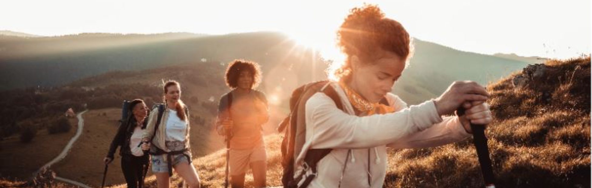 Groupe d'amis gravissant une montagne