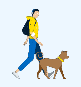 Un homme avec un chien